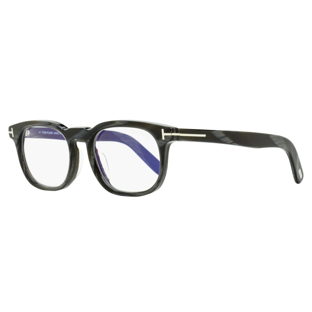 Tom Ford Rounded Blue Block Eyeglasses TF5930-D-B 063 Black Horn 52mm FT5930